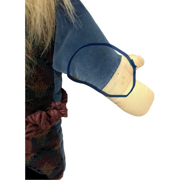 Vintage Nordic Folk Santa Shelf Sitter Plush Bushy Beard Music Box Jingle Bells - Picture 7 of 7